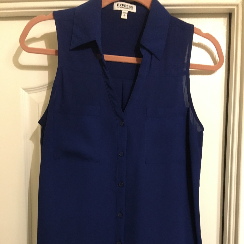 Express sleeveless button down shirt